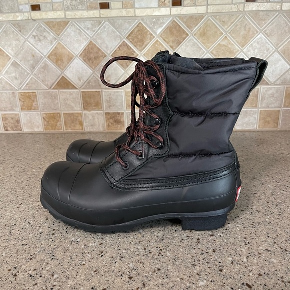 Hunter Women’s Quilted Lace Up All Weather Boots in Black Size 6 - Picture 3 of 9